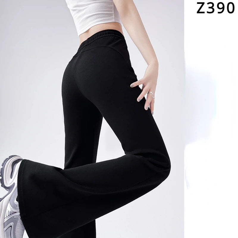 Solid High Waisted Basic Slim Fitness Flared Pants