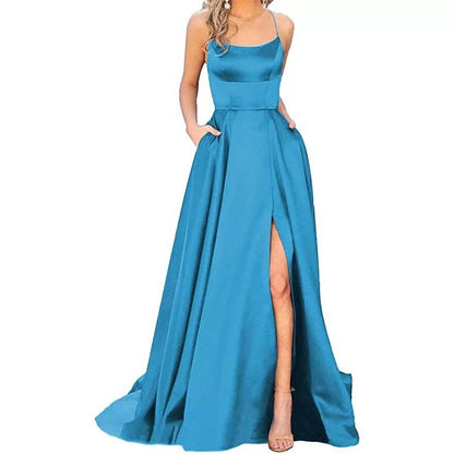 Amy Fashion - Velvet One Shoulder Formal Party Gown Long Maxi Dress