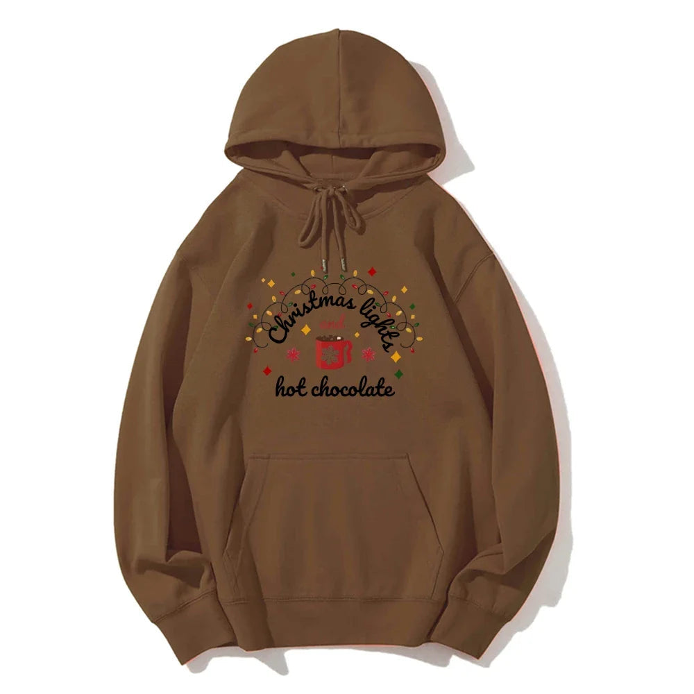 Christmas Lights Hot Chocolate Hoodie - Merry & Bright Festive Family Style