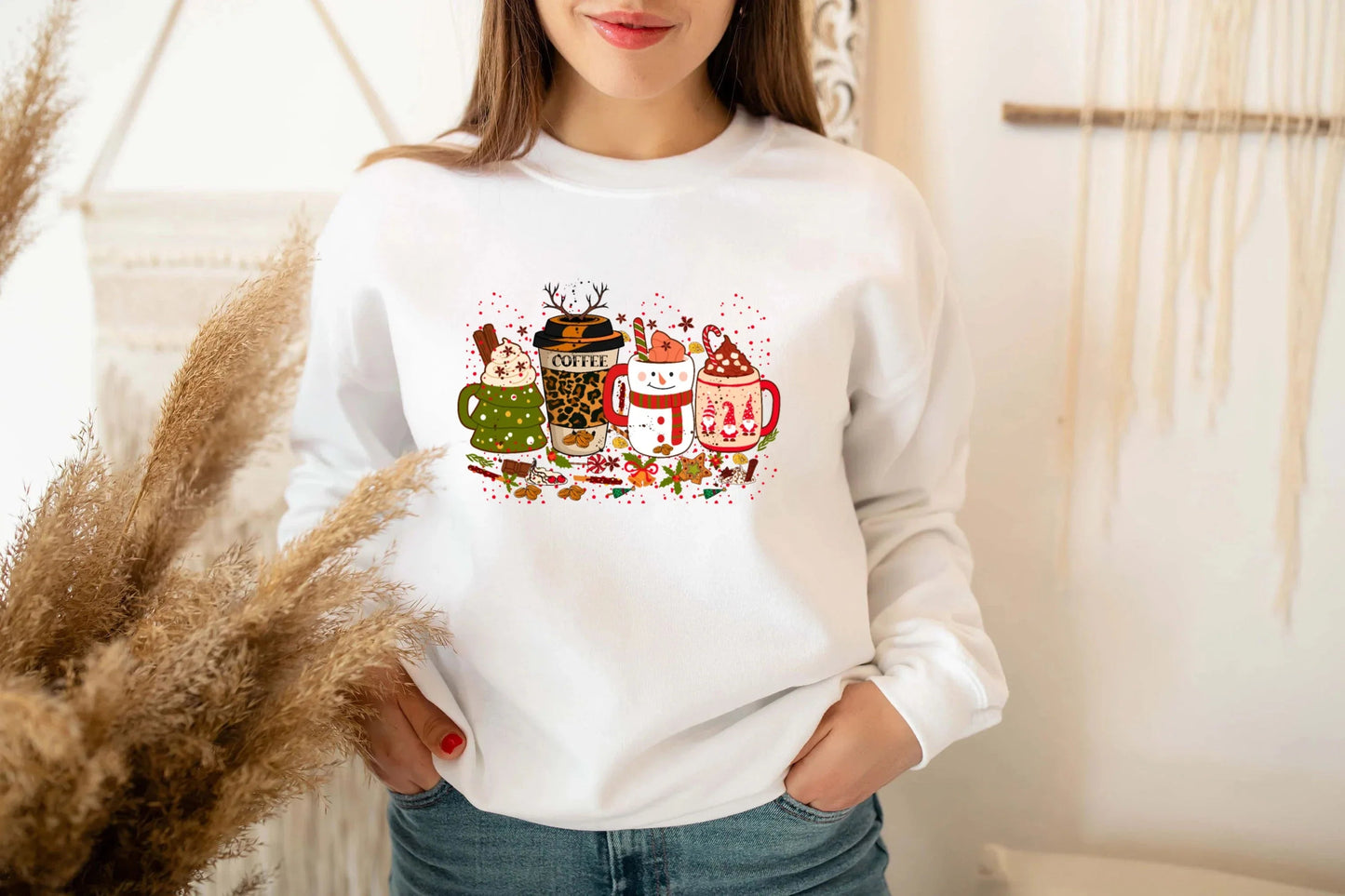 Colored Coffee Party Aesthetic Cotton Jumper Christmas Hoodie