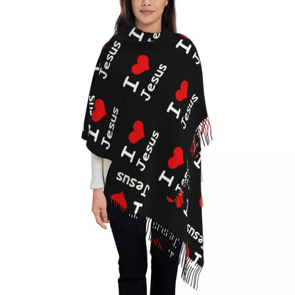 Jesus Saved My Life Warm Winter Christian Faith Shawl Wrap Scarf