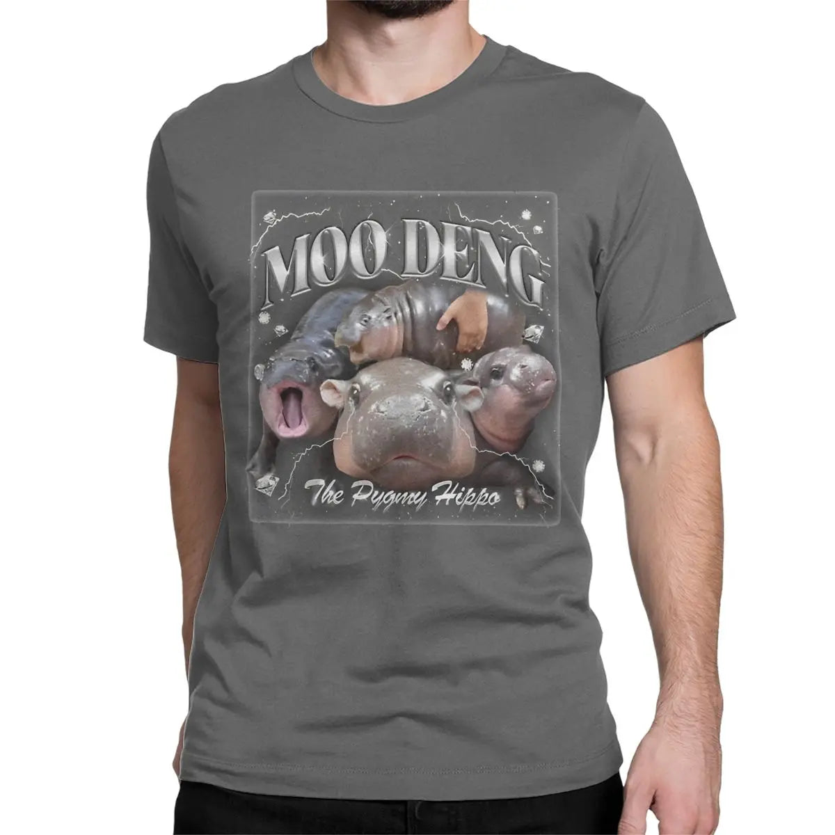 Gift Idea Pure Cotton Cute Famous Baby Hippo Leisure Short Sleeve Men Women Moo Deng