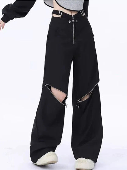 Retro Pants Black Halloween Casual Cargo