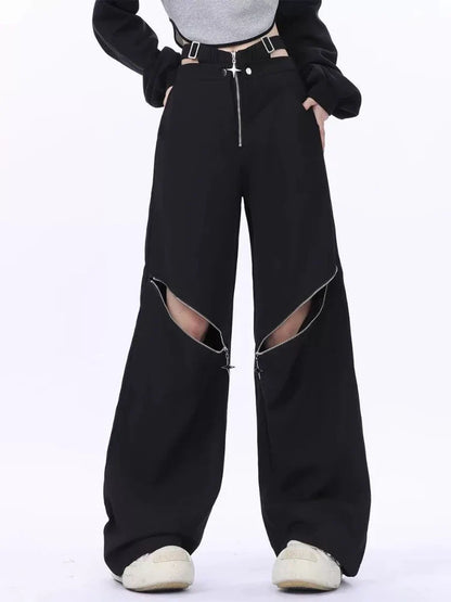 Retro Pants Black Halloween Casual Cargo