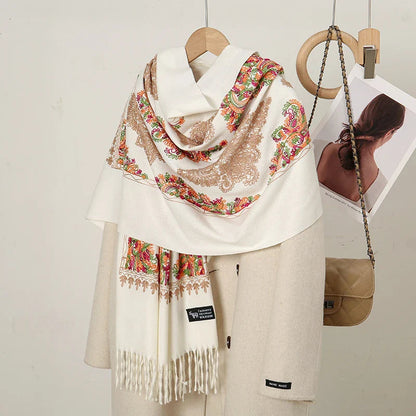 Cashmere Floral Print Winter Blanket Wrap Scarf