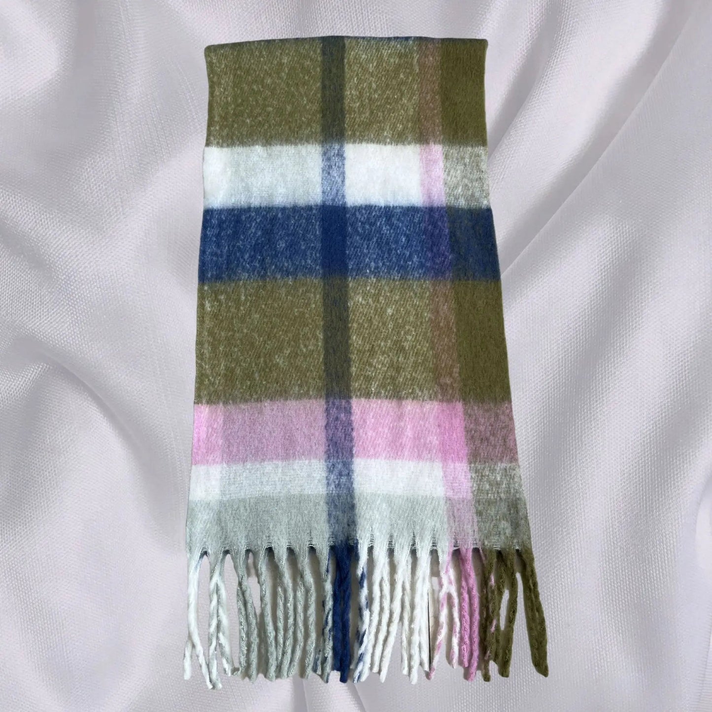 Elegant Minimalist Plaid Long Shawl Thickened Warm Scarf for Women