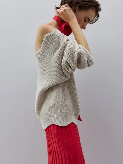 Backless Cut Out Long Sleeve Christmas Sweater