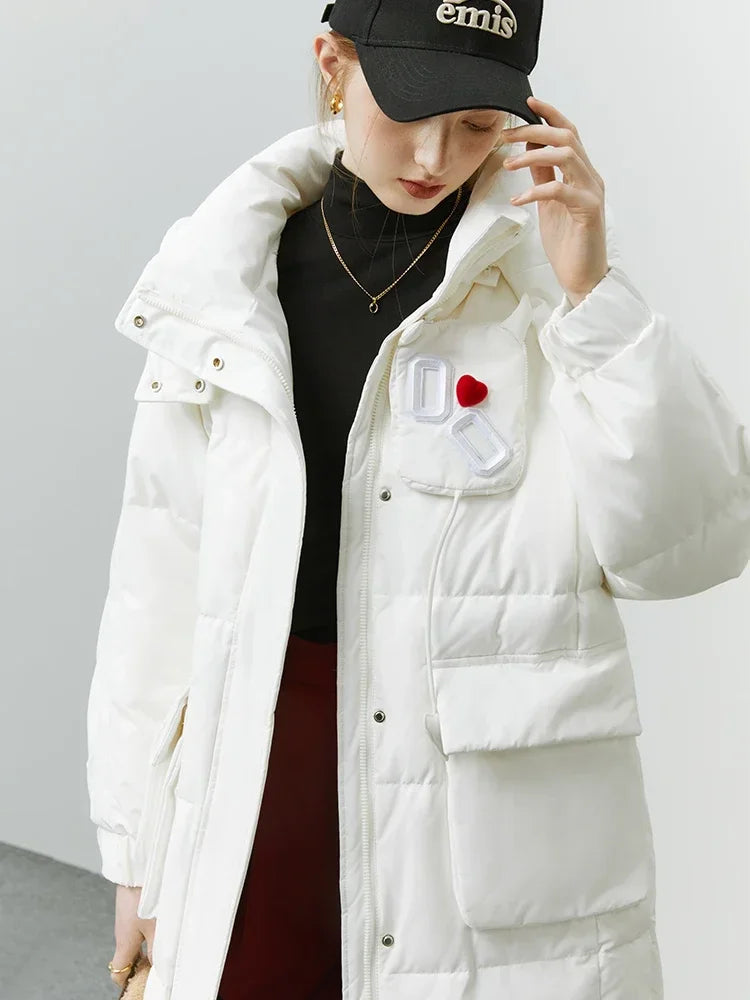 90% White Duck Medium Length Hooded New Winter Coat