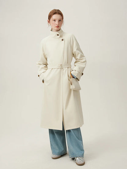 British Style Apricot Mid-length Casual Spring Classic Trench Coat