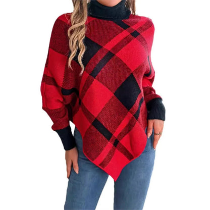 Elegant Casual Color Contrasting High Collar Long Sleeve Christmas Sweater