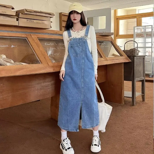 Amy Fashion - Vintage Blue Quality Fashion Denim Jumpsuits Wide-Leg Denim Clothing Jean