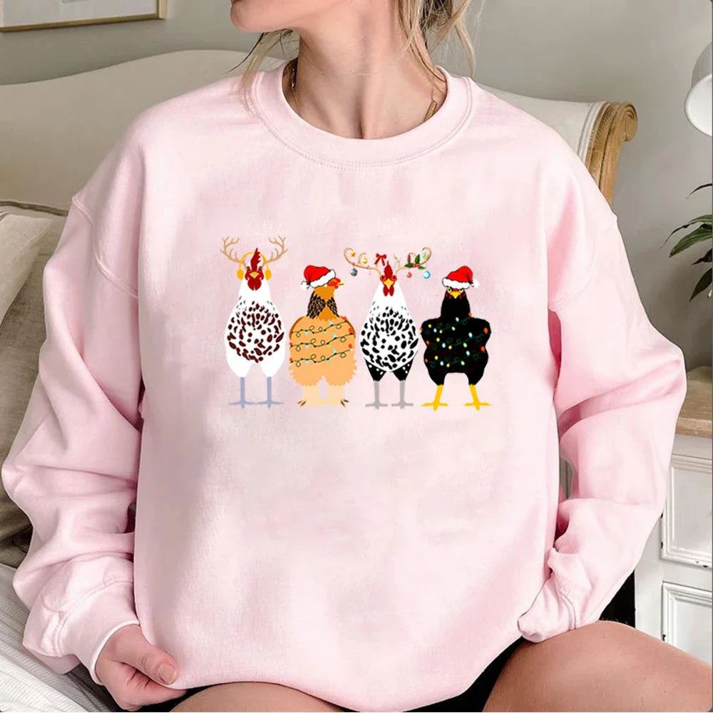 Funny Chickens Christmas Hoodie for Animal Farmers in the Country