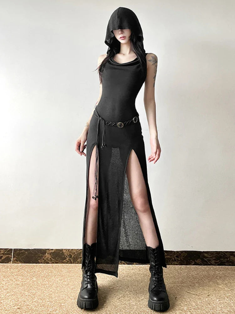 Shoulder Dress Sleeve Split Neck Long Stretch Ruffles French Off Elegant Slash Chic Gothic Slim Sexy Summer