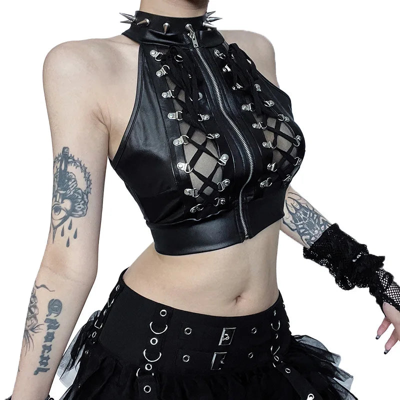 Steampunk Strappy Pirate Renaissance Cosplay Sleeveless Vintage Camisole Bodice Crop Top