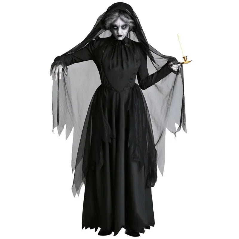 Costume Day Black of Bride Vampire Dead Witch Uniform Ghost Long The