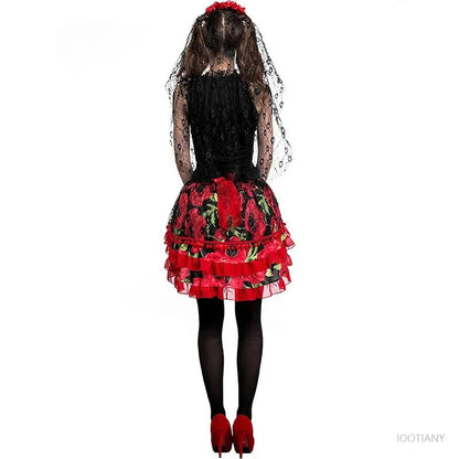 Sugar Skull Cosplay Fairy Dead of the Halloween Flower Bride Costume Day Ghost Witch