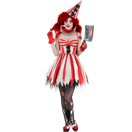 Clown Circus Vampire Blood Suits Halloween Happy Costume Party