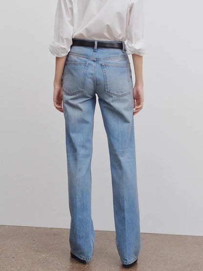 Amy Fashion - High Quality Women High-waisted All-match Light-colored Mopping Loose Straight-leg Spring and Summer New Jean