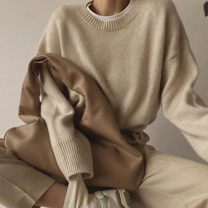 Oversized Cashmere Autumn Winter Women Fashion Basic Knitted Pullover Soft Loose Casual Sweater