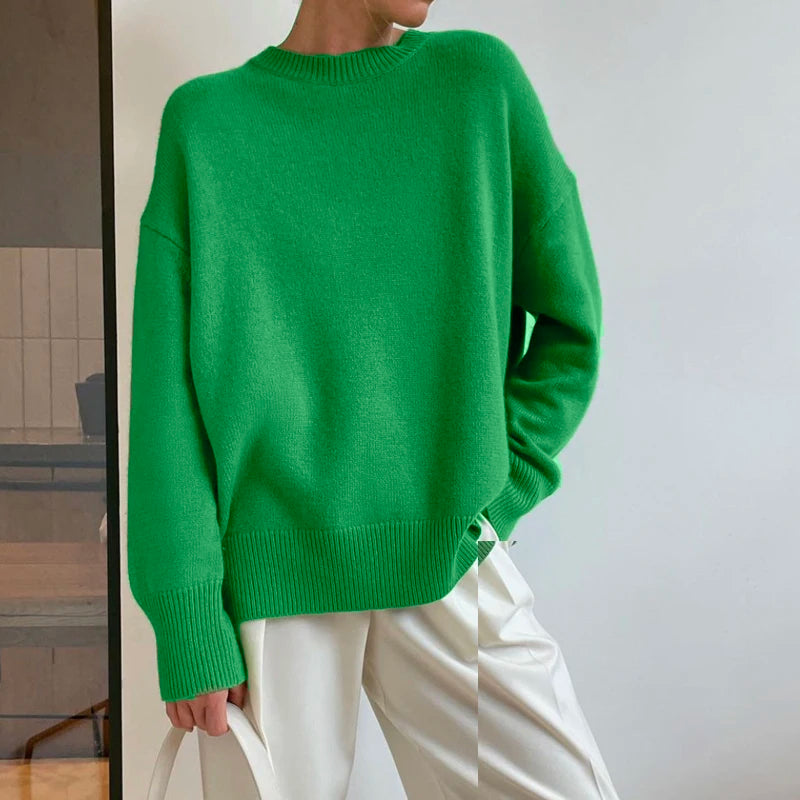 Oversized Cashmere Autumn Winter Women Fashion Basic Knitted Pullover Soft Loose Casual Sweater