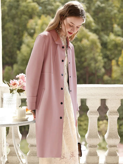 British Mid-length High-grade Gentle Retro Turn-down Collar Coat