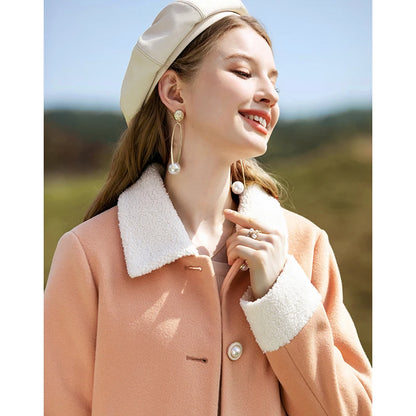 Cashmere Autumn Winter Single Breasted Short Woolen Office Lady Coat