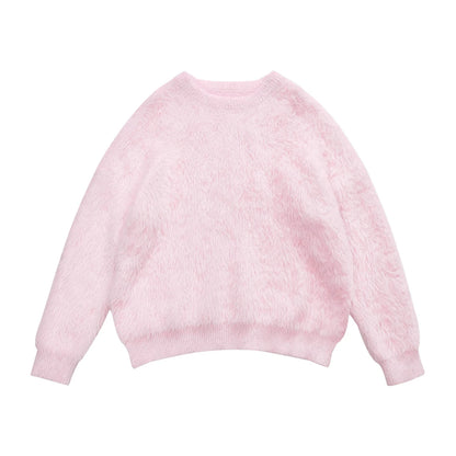 Original Design Winter Warm Round Neck Pink Fashion Sweater