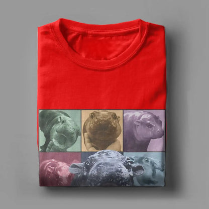 Famous Baby Pigmy Hippo Cotton O Neck Funny Meme Short Sleeve T-Shirt Men Moo Deng