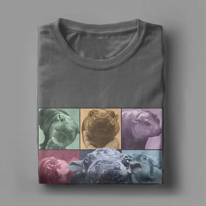 Famous Baby Pigmy Hippo Cotton O Neck Funny Meme Short Sleeve T-Shirt Men Moo Deng