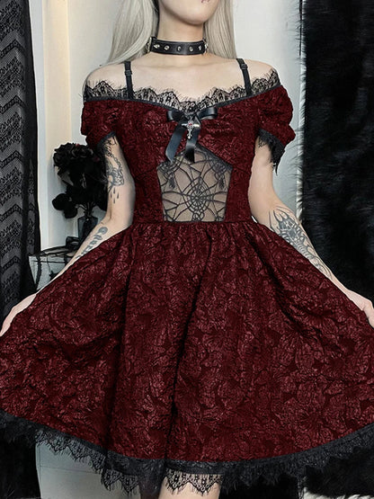 Cutouts Waist Prom One Aesthetic Strap Lace Clubwear Mini Grunge Party Shoulder A-Line Y2K High Dress Elegant Sexy