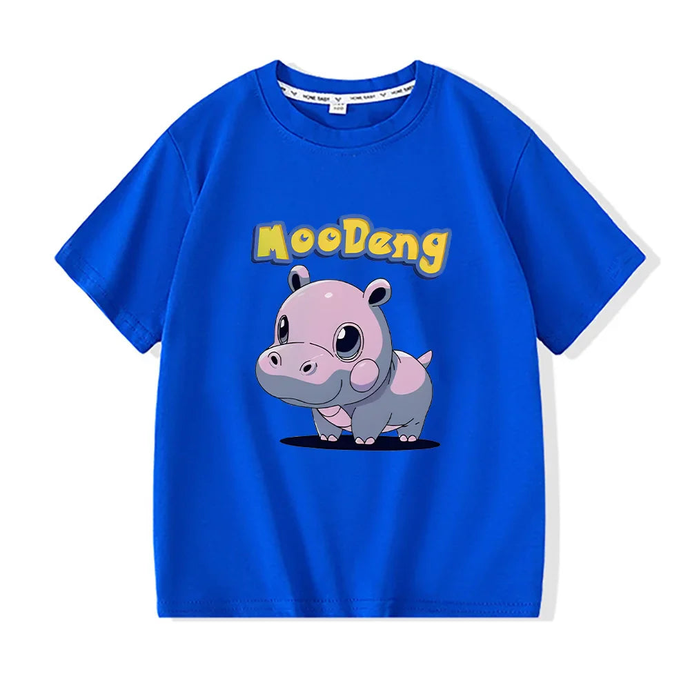 New Versatile Children Boys Girls Loose High Quality Cotton Cute Baby T-Shirts Tops Moo Deng