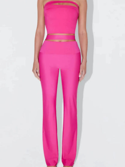 Sleek Stretch Cutout Foldover Trouser