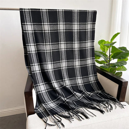 Korean Style Thick Warm Shawl Wrap Plaid Cashmere Blanket Scarf