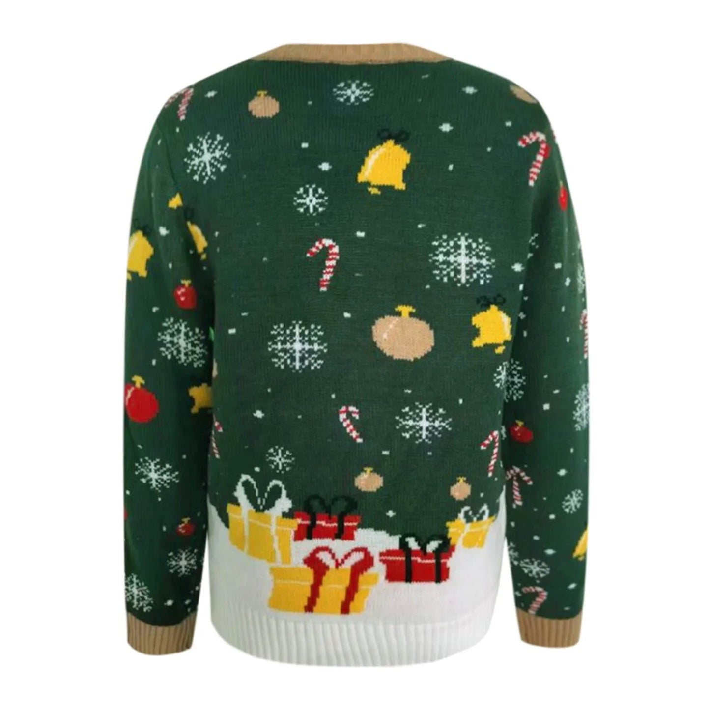 Autumn Winter Santa Jacquard Round Neck Retro Casual Christmas Sweater with LED Light