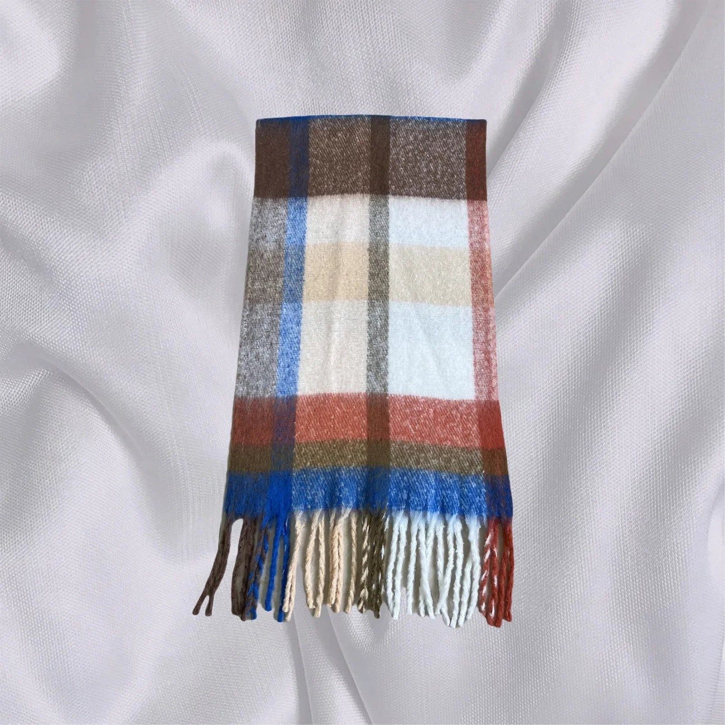 Elegant Minimalist Plaid Long Shawl Thickened Warm Scarf for Women