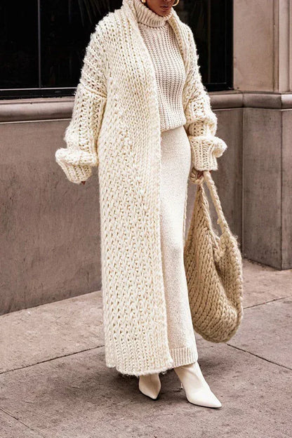 Loose Knitted Cardigan Women 2024 Autumn Winter Elegant Long Outerwear Stylish Chic Cozy Comfortable Sweater