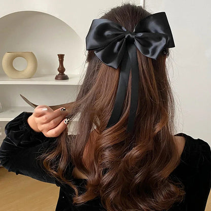 Korean Fashion Black Ribbon Bow Tie Christmas Hair Accessory