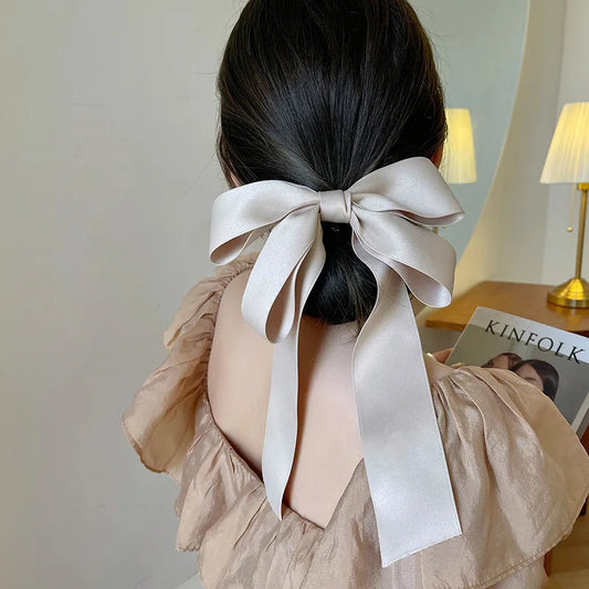 Korean Fabric Big Ribbon Back Head Headdress - Christmas Hair Accessory