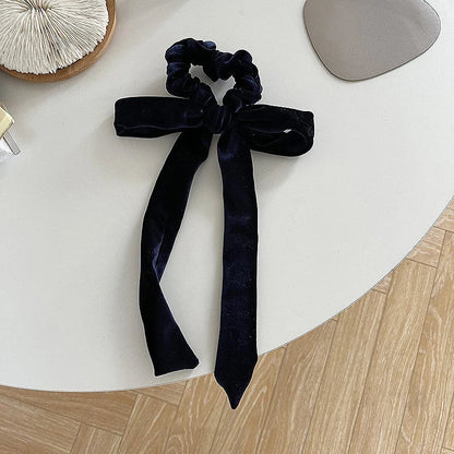 Velvet Long Ribbon Soft Elastic Bow Hair Accessory for Christmas