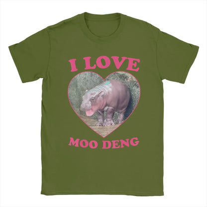 Funny Meme Casual Cotton Baby Pygmy Hippo Men O Neck Short Sleeve Tee Shirt Moo Deng