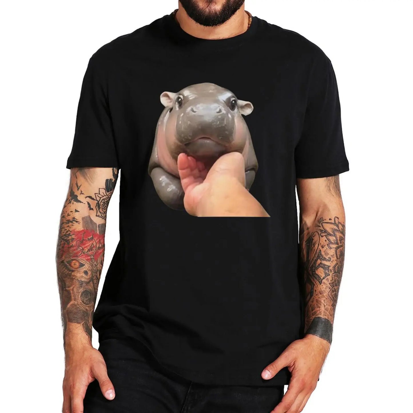 Graphic Funny Famous Baby Hippo Meme Fans Soft Unisex EU Size T-Shirt Moo Deng