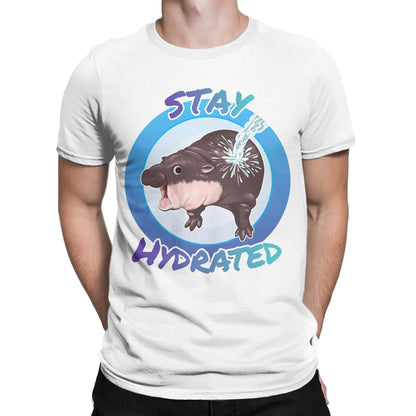 New Arrival Pure Cotton Baby Hippo Stay Hydrated Men Women Tee Shirt Clothing Moo Deng