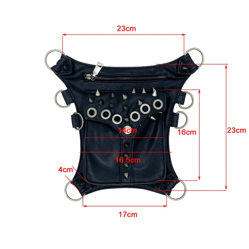 Pack Steampunk Rock Thigh Vintage Retro Waist Rivet Bag Fanny Gothic