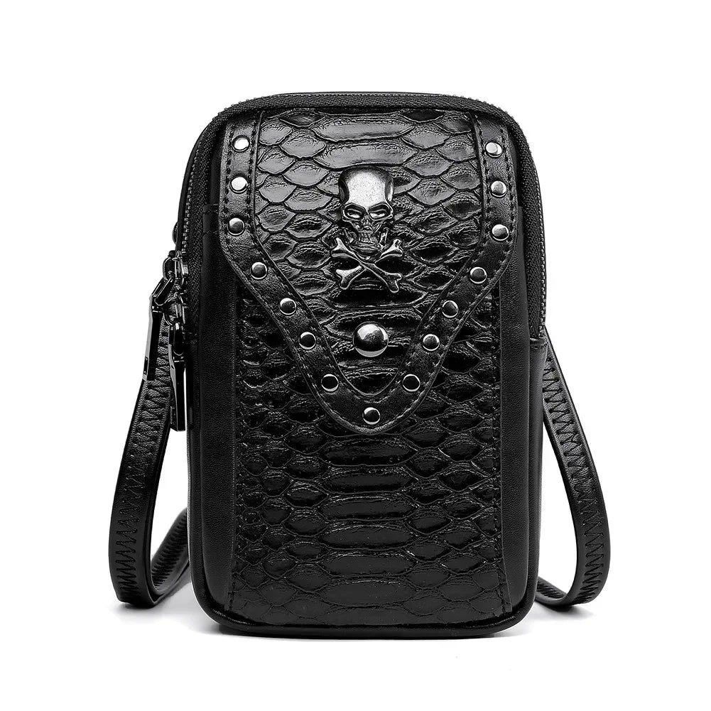 Snake Bag Travel Ladies Shoulder Motorcycle Mobile Lipstick Outdoor Skull Punk Phone Pattern