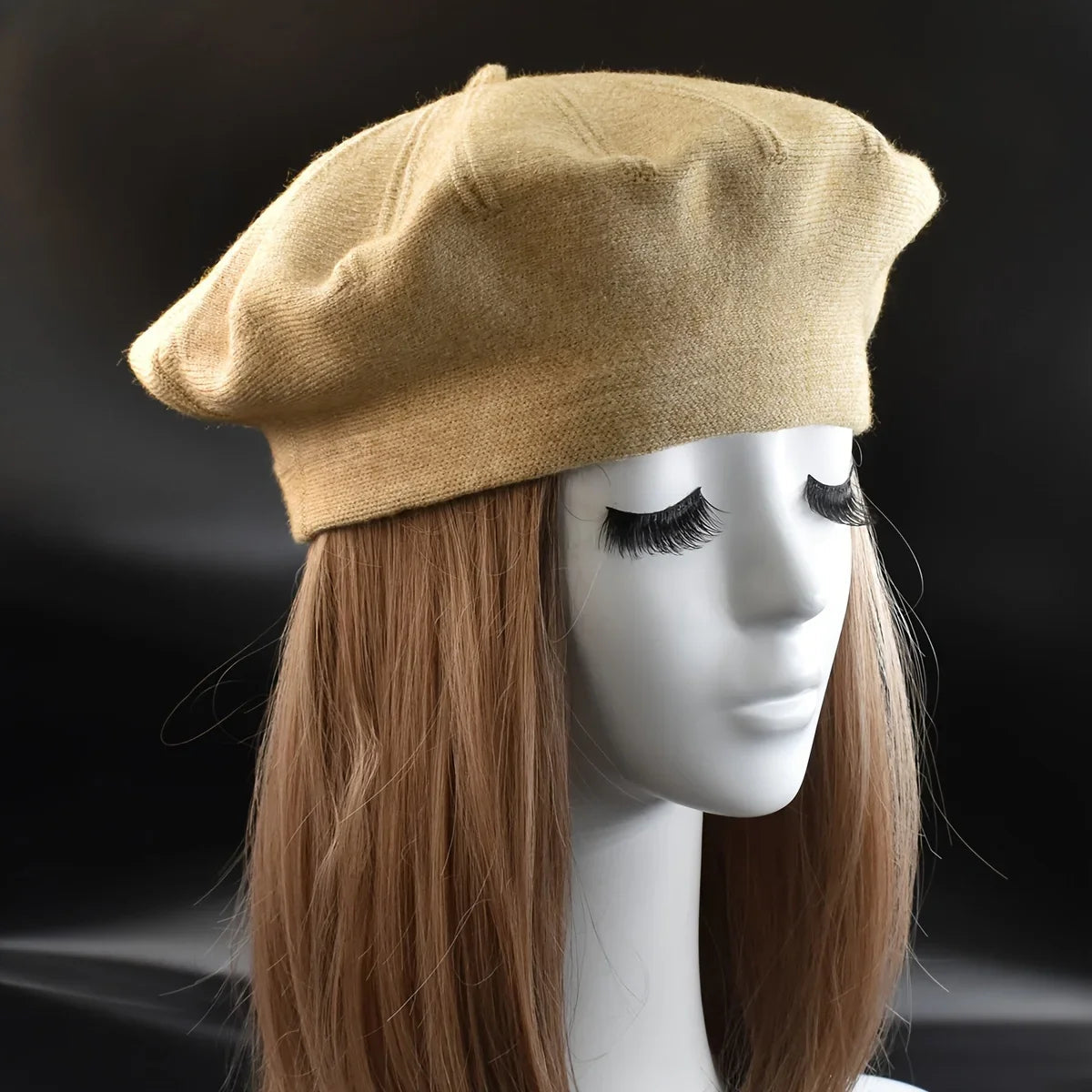 French Stripe Plaid Military Top Painter Beret Women Hat - Wool Knitted