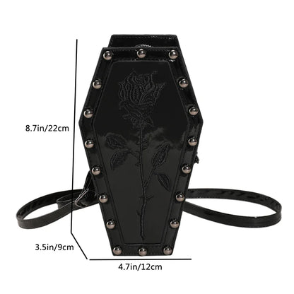 Spider PU Shape Sling Coffin Halloween Web Bag Leather Gothic Novelty