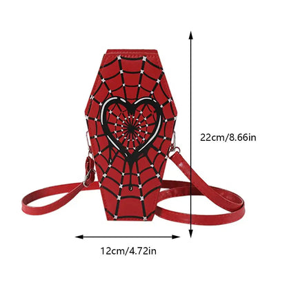 Spider PU Shape Sling Coffin Halloween Web Bag Leather Gothic Novelty