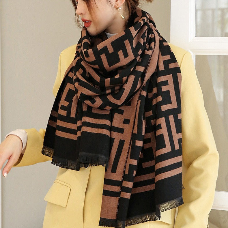 Classic Faux Cashmere Warm Two-Way Air Conditioning Office Scarf