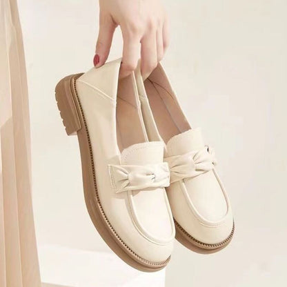 Loafers Spring Summer 2024 Korean Style Versatile Flat Shoes with Skirt Women's Chunky Heel Shoes