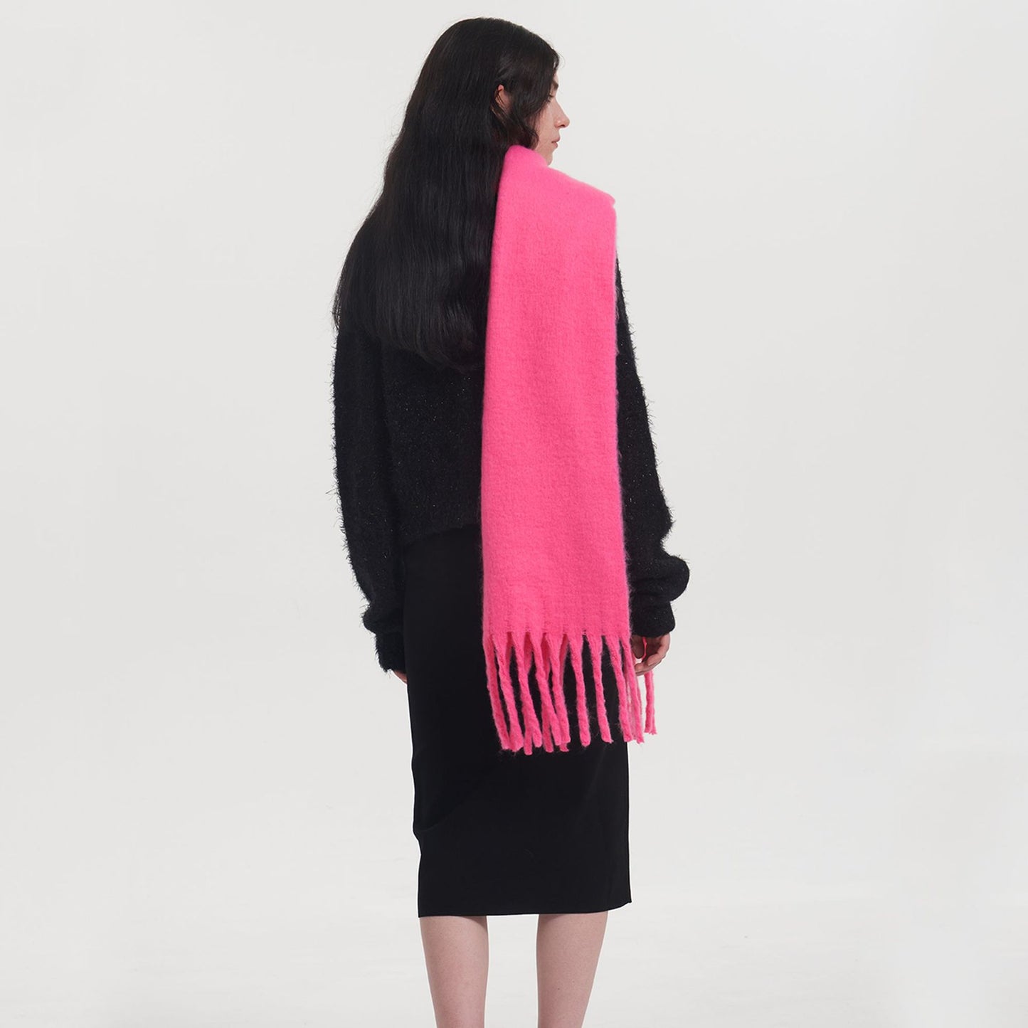 New Fashion Thick Warm Two-Tone Cozy Fringe Stylish Scarf